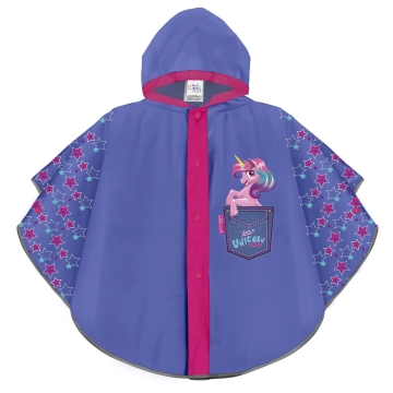 Детско пончо за дъжд | Perletti CoolKids | Еднорог| Лилаво
