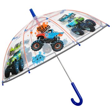 Umbrela manuală pentru copii Perletti CoolKids Safari 15637, Transparent/ Monster Truck
