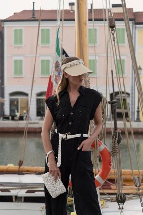 Дамска лятна козирка с макраме декорация HatYou |Натурален