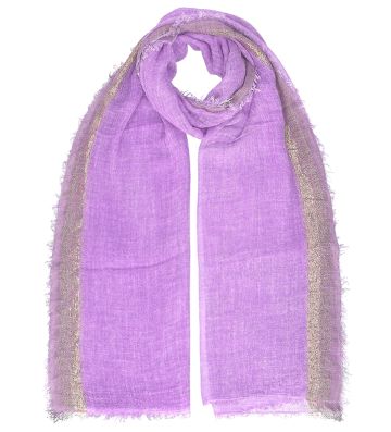 Летен шал от вискоза със златист кант HatYou, 88 х180 см | Виолетов