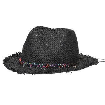 Women’s summer trilby hat with multicolor beads HatYou | Black
