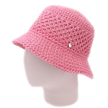 Women’s summer cotton cloche hat with openwork knit | Pink