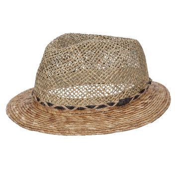Pălărie de bărbat pentru vară din paie, tip trilby, cu tricotaj tip plasă HatYou | Natural