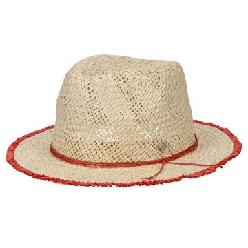 Дамска лятна шапка тип федора с оранжеви акценти HatYou | Натурален