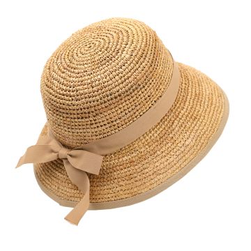 Дамска лятна шапка bucket hat от рафия Fratelli Mazzanti | Светлокафяв