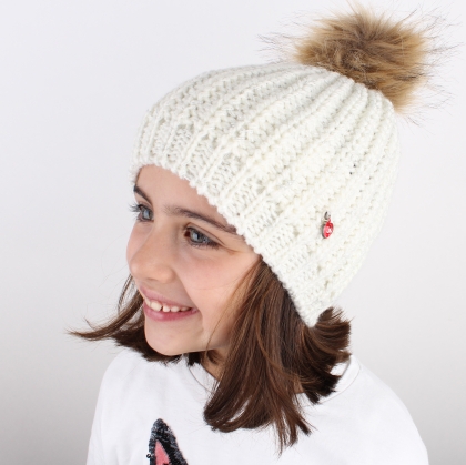 Детска плетена шапка JS1051, бял