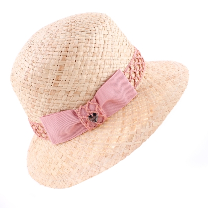 Дамска сламена шапка HatYou CEP0783, Розова лента