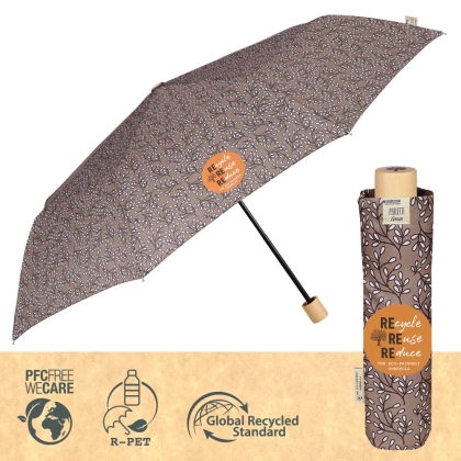 Дамски неавтоматичен чадър Perletti Green 19125, Кафяв