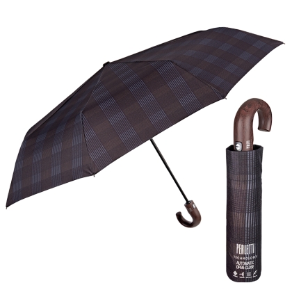 Umbrelă automată pentru bărbați Open-Close Perletti Technology 21733, Maro/Gri