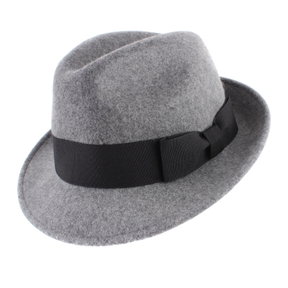 Мъжка филцова шапка Fedora HatYou CF0045, Сив меланж