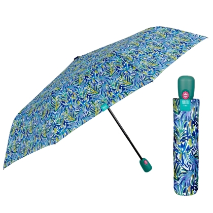 Дамски автоматичен Open-Close чадър Perletti Time 26254, Зелена дръжка