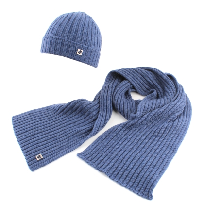 Комплект мъжки вълнен шал и шапка Granadilla Top Wool Set 2, Син