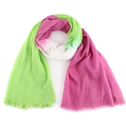 Дамски памучен шал HatYou SE0455, 105х180 см, Цикламен/Зелен