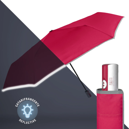 Дамски плосък автоматичен Open-Close чадър Perletti Technology 21725, Червен