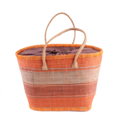 Raffia Beach Basket Fratelli Mazantti B4374, 42 cm, Orange/Natural