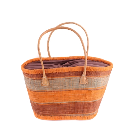 Raffia Beach Basket Fratelli Mazantti B4374, 38 cm, Orange/Natural