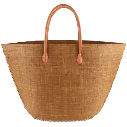 Raffia Beach Bag Fratelli Mazzanti FM B4370, 66cm, Hazel brown