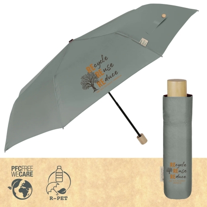 Дамски неавтоматичен чадър Perletti Green 19118, Сиво-зелен