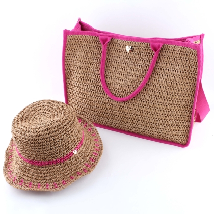 Set beach bag and hat HatYou BP0284&CEP0791, Cyclamen