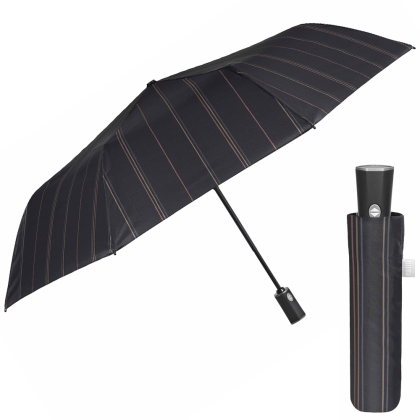 Men's Automatic Open-Close Umbrella Perletti Time 26397, Dark Grey/Striped