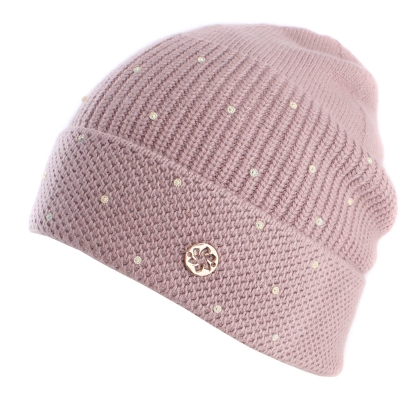 Ladies' knitted hat with beads  Granadilla JG5263, Ashes of Roses