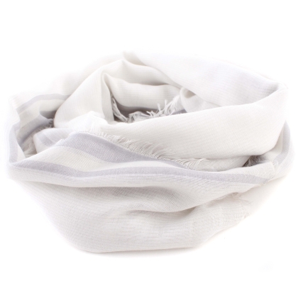Summer Scarf in Cotton and Modal HatYou SE0688, 65x190 cm, White/Grey