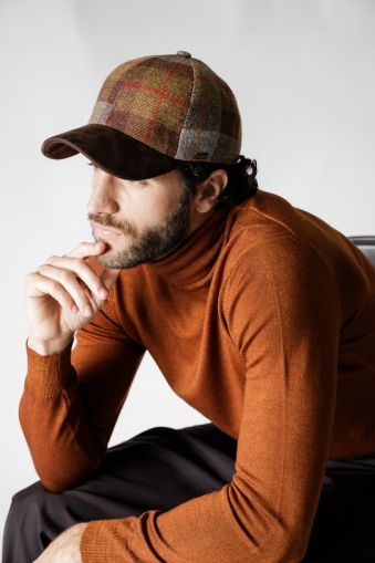 Șapcă de bărbați tip baseball HatYou CP4324, Carouri maro-bej