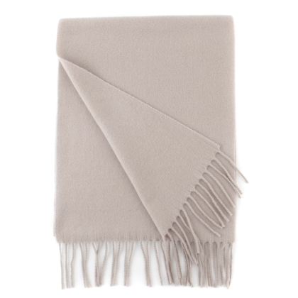 Едноцветен вълнен шал Pulcra Livigno, 30x150 cm, Бежов