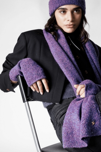 Ръкавици тип маншон от рециклирана прежда с ламе и пайети HatYou GL1602, Виолетов