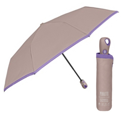 Дамски автоматичен Open-Close чадър Perletti Technology 21808, Бежов