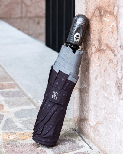 Мъжки автоматичен Open-Close чадър Perletti Technology 21825, Черен/Binary code