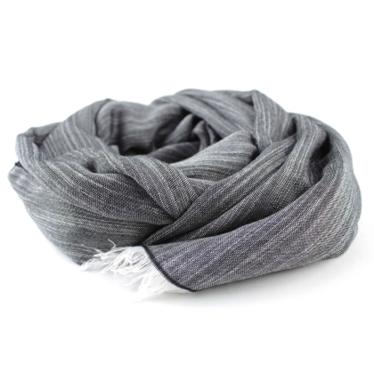 Linen-cotton scarf Pulcra Solomo, 82x200 cm | Black-white melange