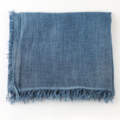 Голям шал от вискоза и полиамид Pulcra, 90x190 см | Син меланж