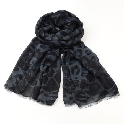 Фин голям шал от бамбук HatYou, 70×190 см | Черен/сив