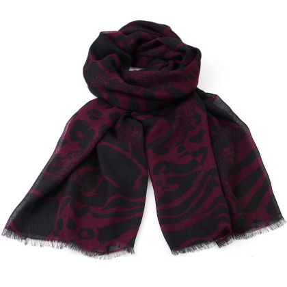 Фин голям шал от бамбук HatYou, 70×190 см | Черен/бордо с лилав подтон