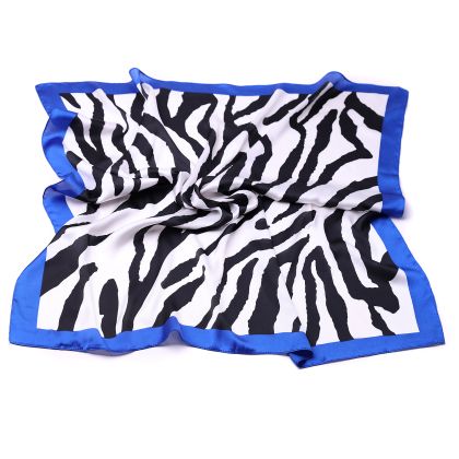 Eșarfă pătrată tip fular HatYou, 69 × 69 cm | Animal print zebră cu margine roșie