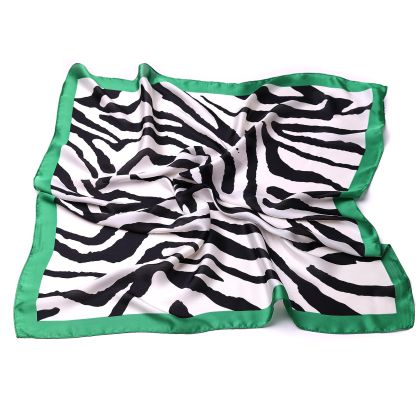 Square scarf (fichu style) HatYou, 69 × 69 cm | Zebra print with red border