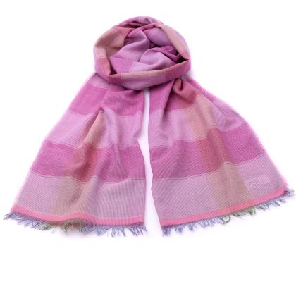 Fine summer cotton scarf Pulcra Rikka, 58 × 210 cm | Pink