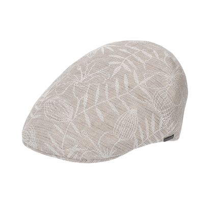 Men’s cotton and linen cap with jacquard floral pattern HatYou | Natural