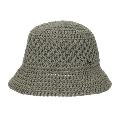 Women’s summer cotton cloche hat with crochet-style design | Green