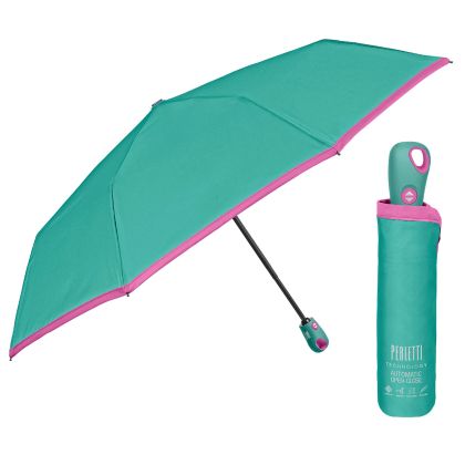 Дамски съваем автоматичен чадър Open-Close | Perletti Technology 21808 | Тюркоаз