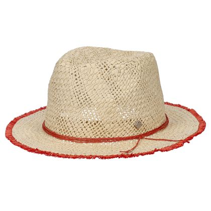 Дамска лятна шапка тип федора с оранжеви акценти HatYou | Натурален