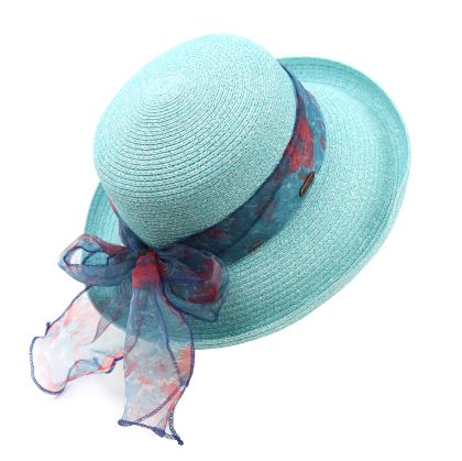 Women's Summer Hat with Turned-Up Brim and Colorful Scarf Fratelli Mazzanti | Yellow