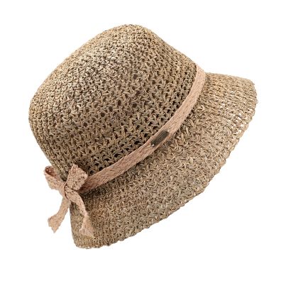 Дамска сламена bucket hat шапка с мрежеста плетка  Fratelli Mazzanti | Натурален