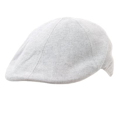 Men's Linen Flat Cap in Herringbone Pattern Fratelli Mazzanti | Light Grey