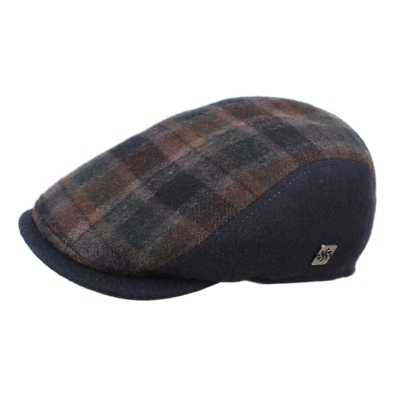 Men's wool cap Granadilla JG5394, Brown Check/ Navy Blue