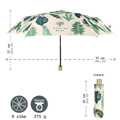 Дамски неавтоматичен чадър Perletti Green 19103