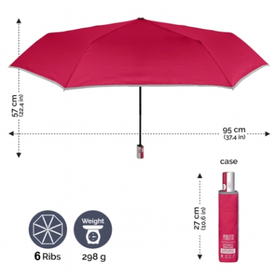 Дамски плосък автоматичен Open-Close чадър Perletti Technology 21725