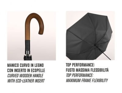 Промоционален несгъваем автоматичен голф чадър с дървена дръжка Perletti 96016