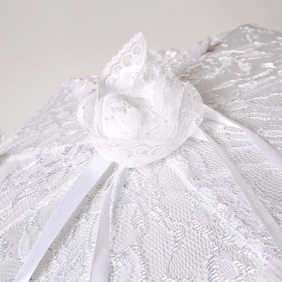 White Automatic Lace Wedding Umbrella with Bows  Perletti 11229